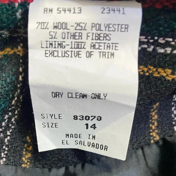 Sellecca Vintage Plaid Blazer With Velvet Collar‎ Women’s Size 14 NWT - Picture 10 of 12